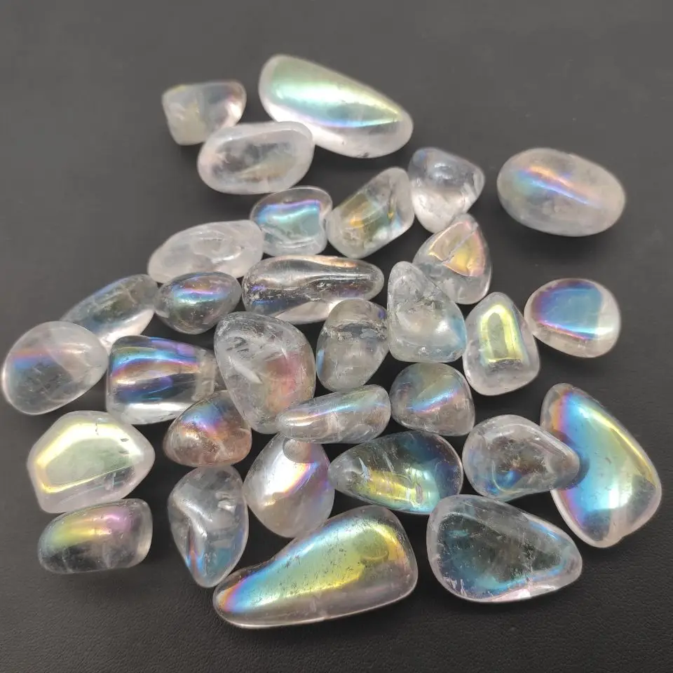 

100g Natural quartz crystal gravel geomancy stone electroplating angel aura breakstone for decoration healing