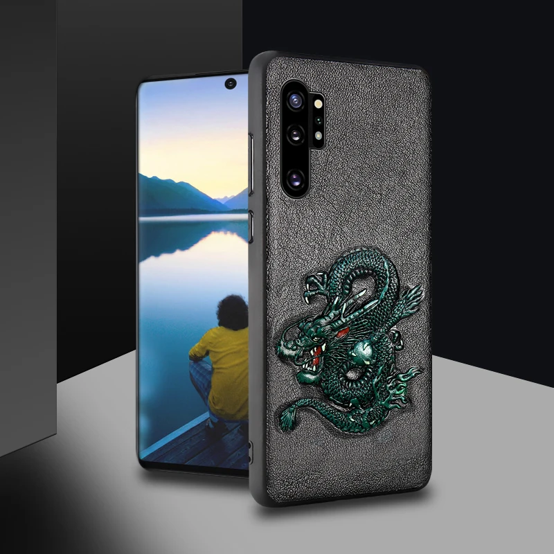 Чехол для телефона из натуральной кожи для samsung note 10 plus 10+ 3D рельефный нескользящий противоударный чехол для Galaxy note 10 plus