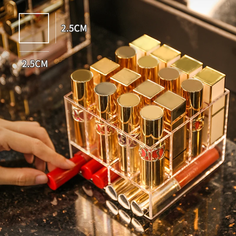 Acrylic Makeup Brush Tools Holder 16 Slots Lipstick Box Display Stand Lip Gloss Sundry Storage Cosmetic Organizer | Дом и сад