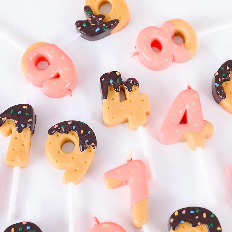 Сладкое шоколадное печенье свечи для торта с цифрами на день рождения 0 1 2 3 4 5 6 7 8 9