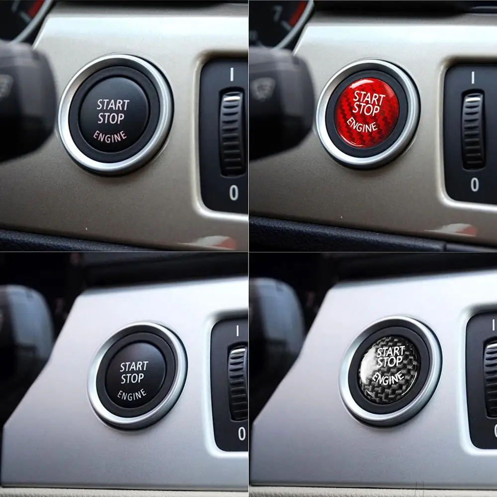 Наклейка на кнопку включения и остановки двигателя из углеродного волокна для BMW