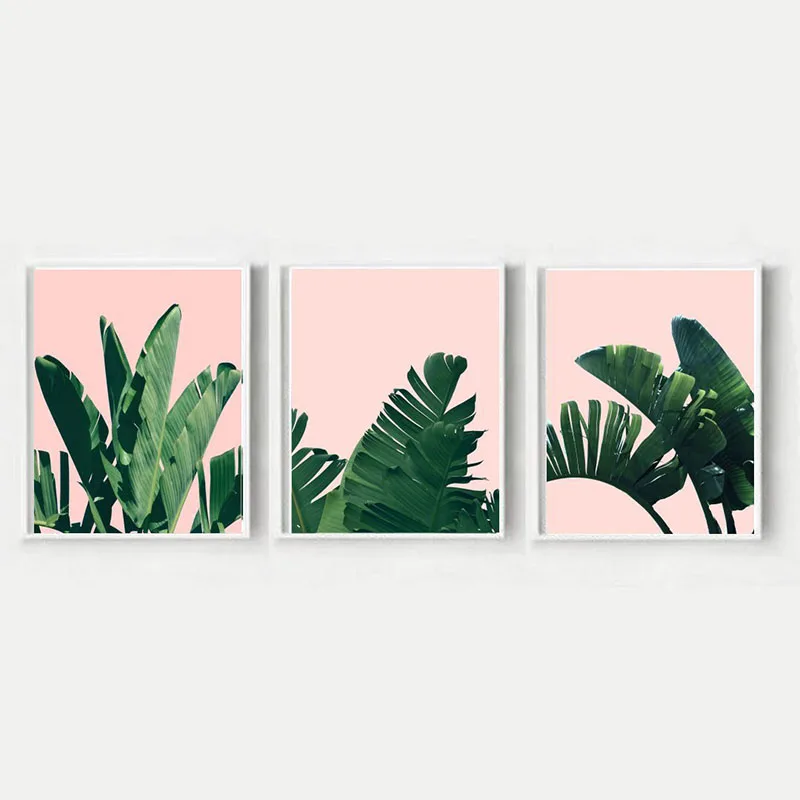 Минималистичный тропический растительный холст картина с банановым листом