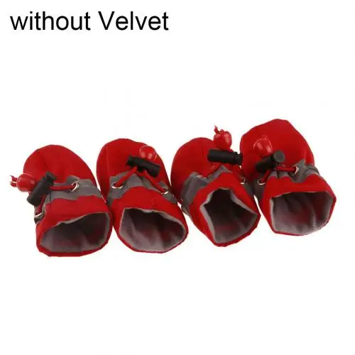 Red without Velvet Нескользящая Мягкая Водонепроницаемая Обувь для собак, щенков, носки, ботинки, покрытие для обуви, товары для домашних животных - Цвет: Red without Velvet