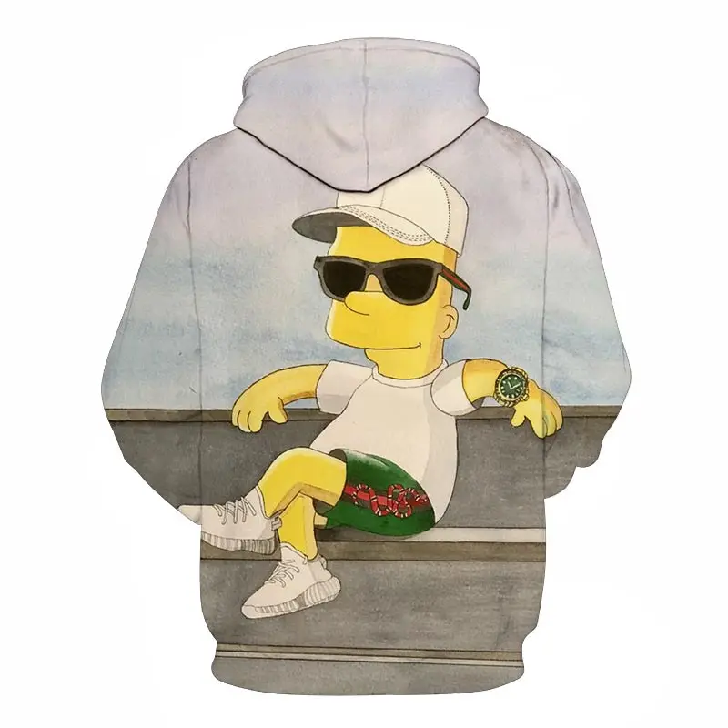 

3D Cartoon Anime All-Match Trend Street Men's Pullover 2020 Autumn and Winter New Simpson Hoodie O-Neck Casual Tops