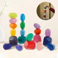20pcs wooden colorful stone educational toys building block creative nordic style stacking game block rainbow stone puzzle toy