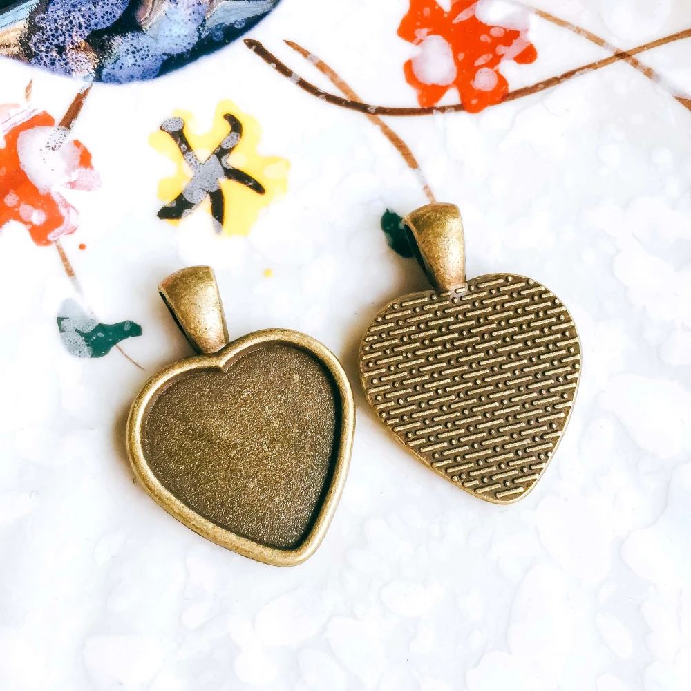 

5pcs/lot 20mm Necklace Pendant Setting Antique Bronze Silver Glass Cabochon Blank Base Supplies for Jewelry Finding T309