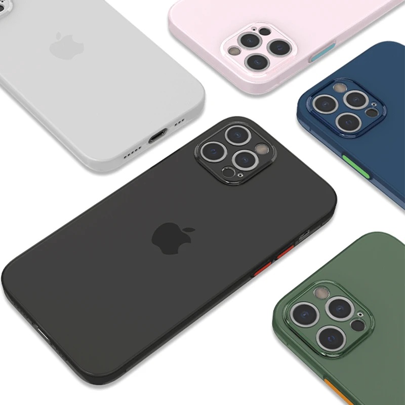 

Ultra-thin Matte Silicone phone case for iPhone 12 11pro max mini candy colors cover TPU Shockproof solid color Clear Soft shell