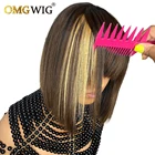 #427 парик Боб яркого цвета для женщин без шнуровки спереди полный парик из человеческих бразильских волос машинной работы с челкой прямые короткие парики