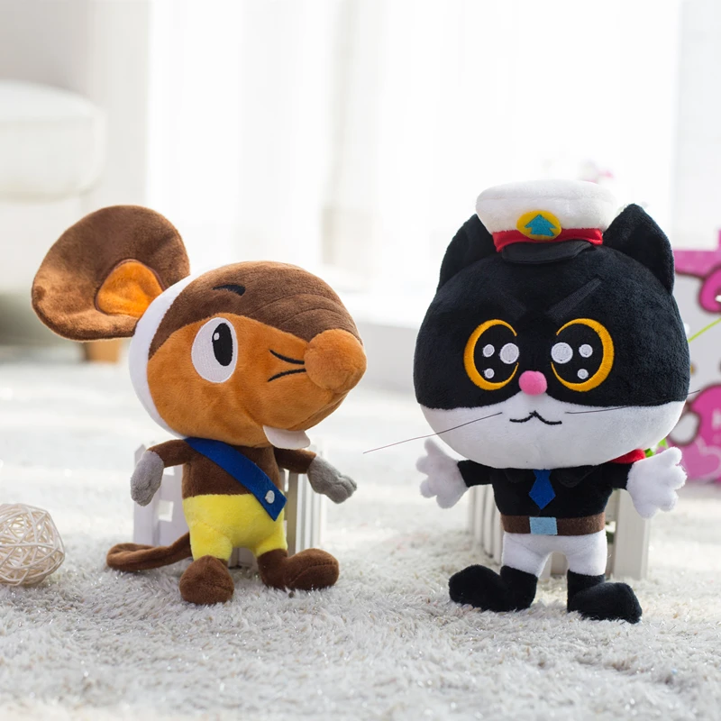 Candice guo! Милая плюшевая игрушка Классическая анимация Черный кот сергент одно ухо