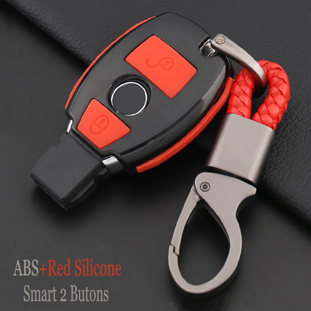 

For Benz Carbon Fiber+ABS 3 Button Smart Car Key Case Cover For Mercedes Benz Accessories W203 W210 W211 W124 Keyrings Keychain