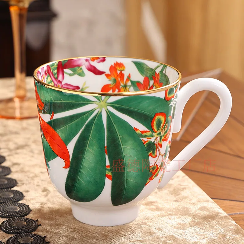 

European-style ceramic water cup love horse bone china mug tropical rainforest series creative couple gift