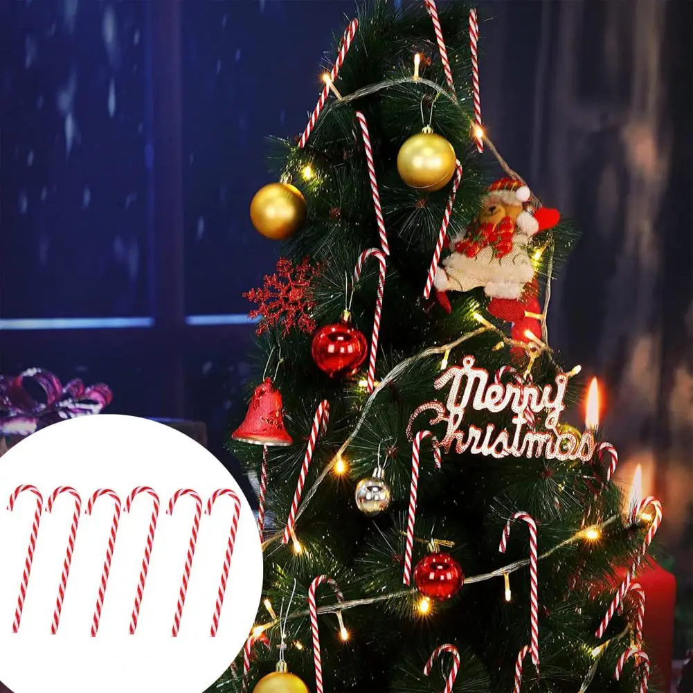 6Pcs/Set Christmas Cane Pendant 3D Effect Promote Ambience Colorful Surface Tree Hanging Candy Canes Ornaments | Дом и сад
