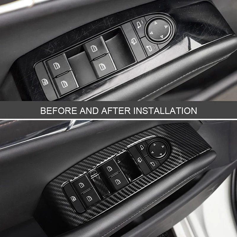 

2 Set Car Accessories: 1 Set Door Pad Anti-Kick Mat Door Protection Cover & 1 Set Door Window Switch Cover Lid Cover