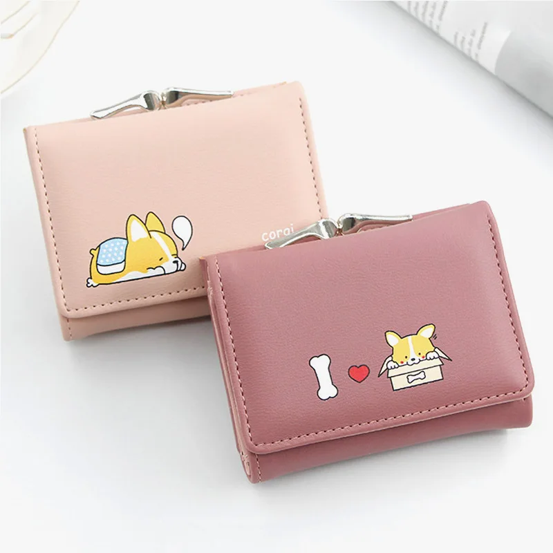 Новые женские маленькие кошельки Cartera Mujer Cute Corgi Doge дизайнерские из искусственной