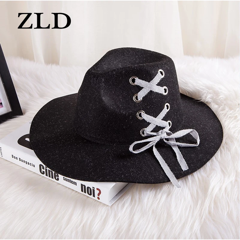 ZLD Ретро Женская фетровая шляпа для женщин дамы Fedoras осень зима джаз Имитация