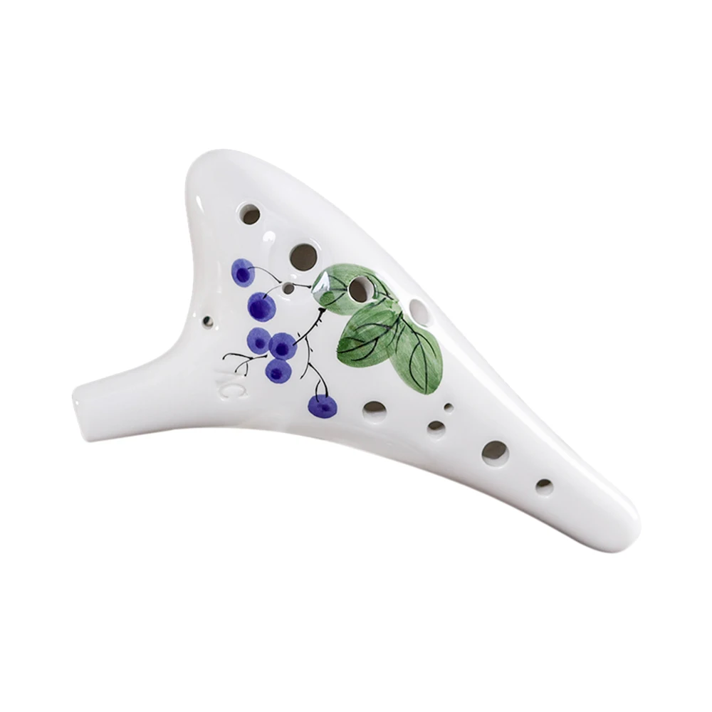 12 Holes Round Head Ceramic Ocarina Alto C Hand Painted with Lanyard Music Score Protective Bag For Lover and Learner |