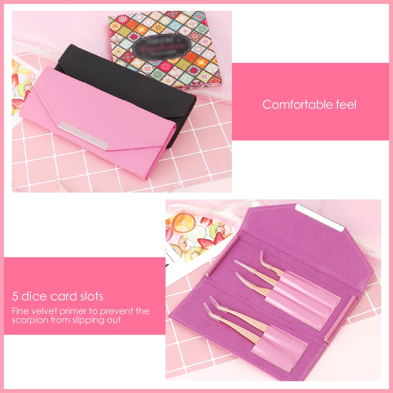 Набор пинцетов для макияжа ресниц футляр удлинения и хранения косметических