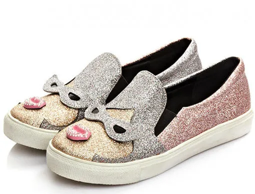 Розовый Buono scarpe для колледжа Повседневный стиль цветные очки с красными губами на толстой плоской подошве; женские тонкие туфли; лоферы - Цвет: Розовый