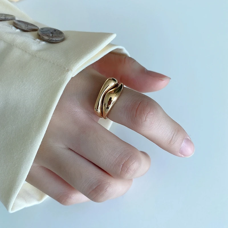 Женское комбинированное кольцо Silvology элегантные минималистичные Колечки с