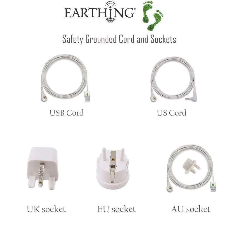 Earthing EU Socket plug with grounding cord for Earthing sheet /  pillow case / earthing mat