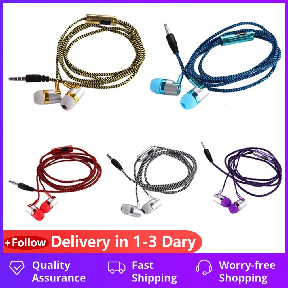 

H-169 3,5 мм MP3 MP4 проводка сабвуфер плетеный шнур, универсальные музыкальные наушники с управлением пшеничной проволокой