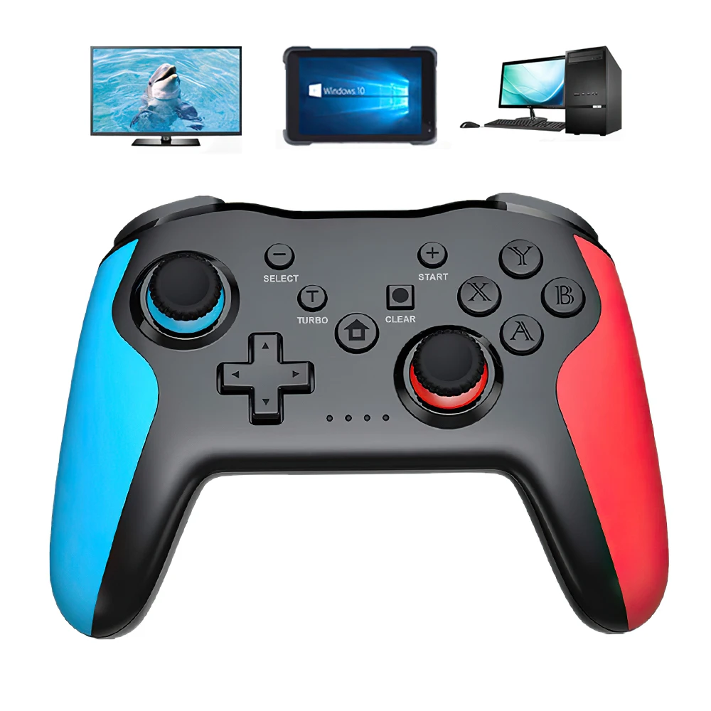 

Bluetooth Gamepad 2.4G Wireless Direct Game Controller 360° Dual Joystick with Turbo Accelerator for PS3 N-Switch Smart Phone