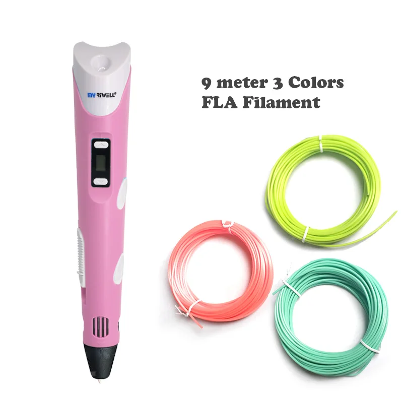 Pink Pen Myriwell abs 3d pen 3d pens 3d ручка 3д ручка 3d для объёмного рисования LCD дисплей,1.75мм pla пластик нить 3d печать ручка 3д ручку 3d ручка Сделай сам подарок детских подарков - Цвет: Pink Pen
