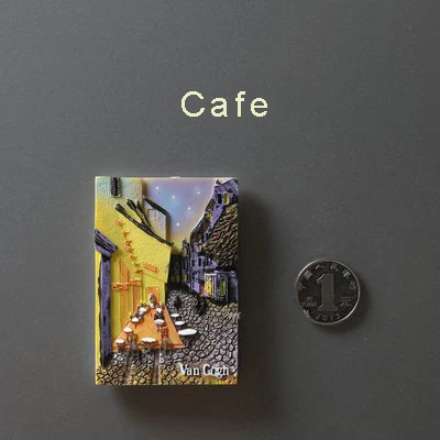 cafe Ван Гог краска холодильник магнитные наклейки Европейский скандинавский креативный холодильник декоративные мультфильм милые магнитные наклейки - Цвет: cafe