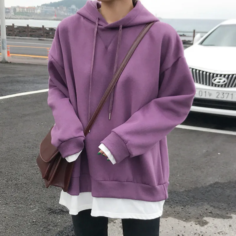 

Spring Autumn 2 In 1 Women Hoodies Zipper Long Sleeve Loose Candy Hooded Sweatshirt Tops Korean Style Crop Top Girl 2021 Casual