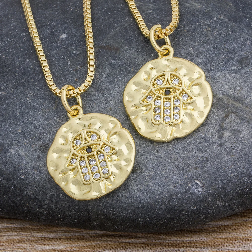 

2020 Dropshipping Hamsa Oendant Necklace For Women Collares Gold Color Palm Fatima Necklace Best Party Holiday Jewelry Gift