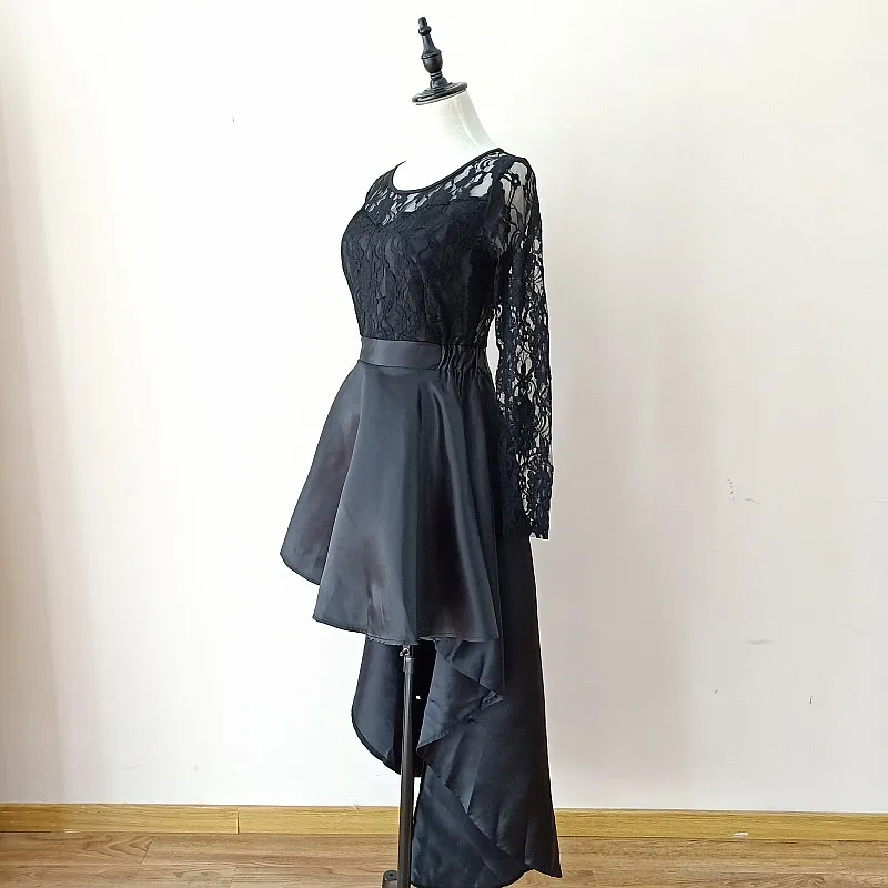 Женское атласное коктейльное платье Tanya кружевное с длинным рукавом и глубоким