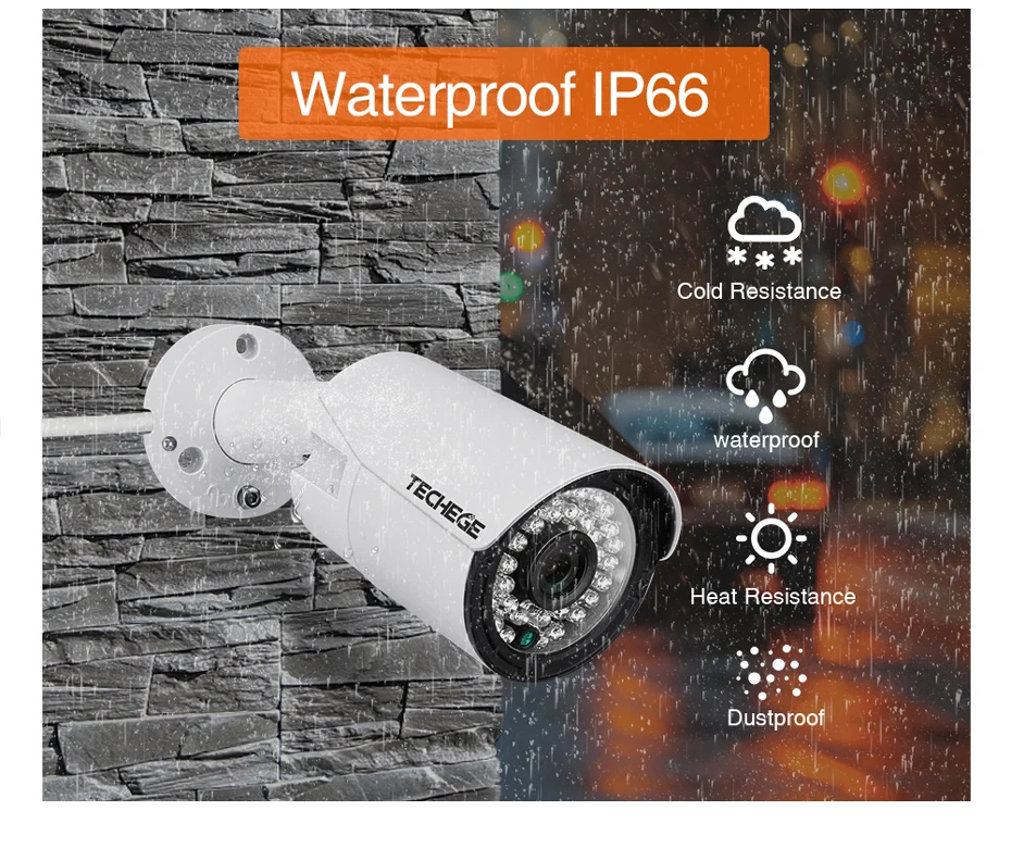Techege H.265 8CH 4MP Аудио CCTV камера системы наружного водонепроницаемого наблюдения NVR комплект PoE камеры безопасности комплект обнаружения движения