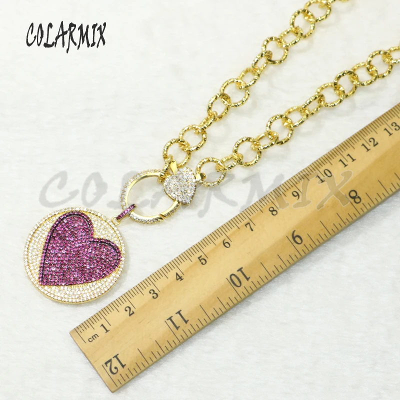 Модное ожерелье с подвеской в виде большого сердца из циркония 2 шт. застежкой