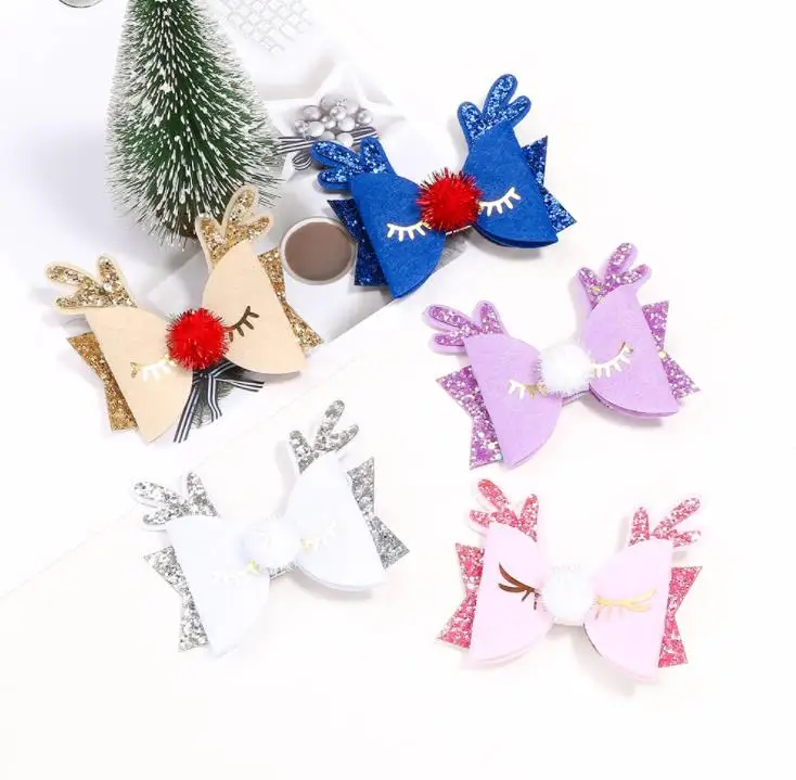 

Детские Рождественские заколки с блестками для девочек, модные милые аксессуары для волос, милые заколки принцессы, товары для вечерние Рин...