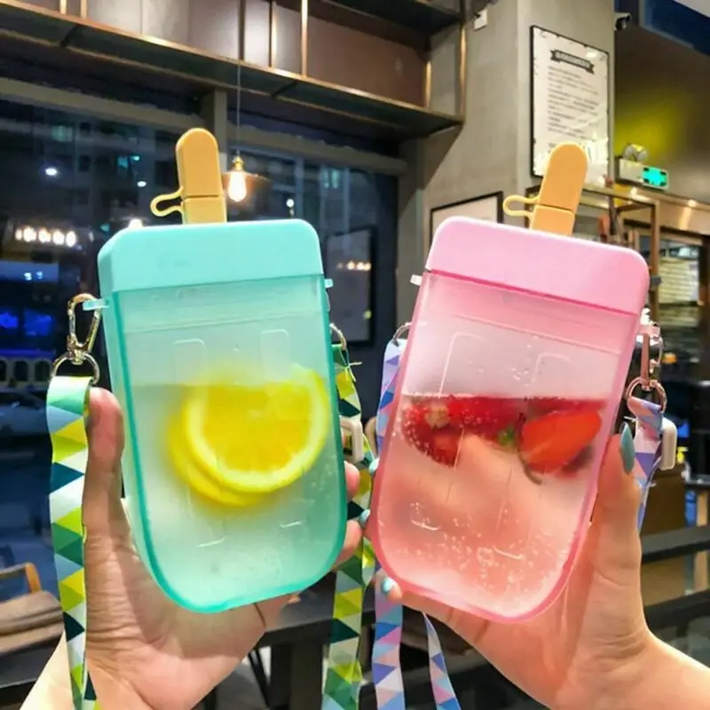 

Outdoor Transparent Juice Drinking Mug Water Bottle Straw Cup Plastic Popsicle