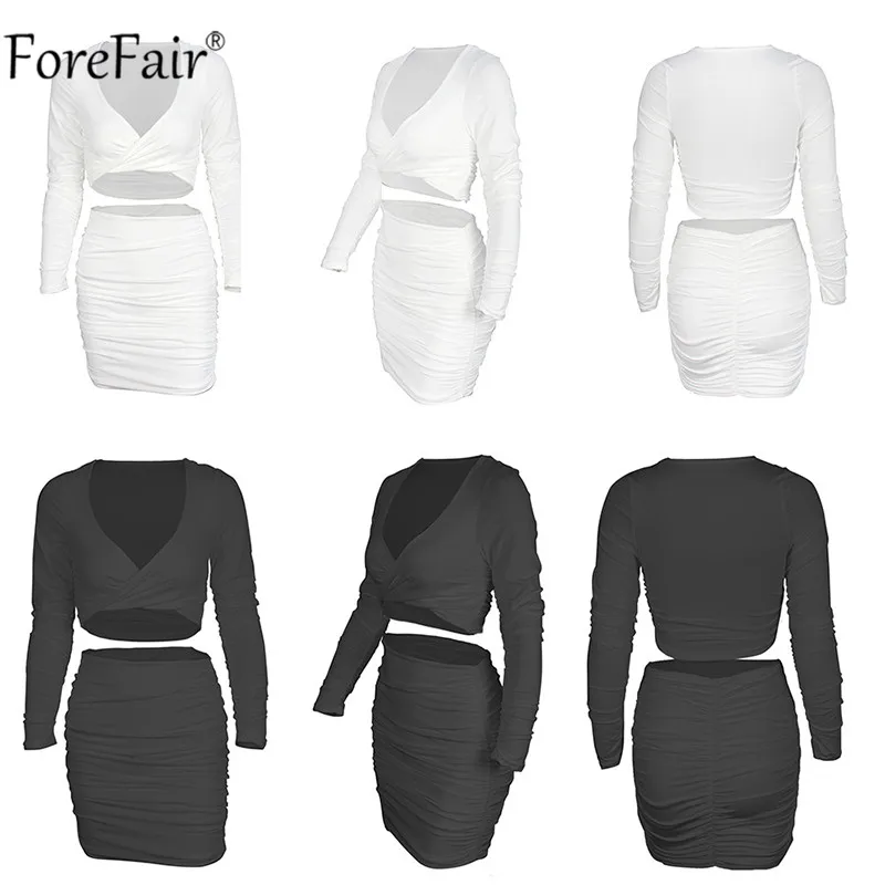 Женский комплект Forefair из двух предметов короткий топ с длинным рукавом и