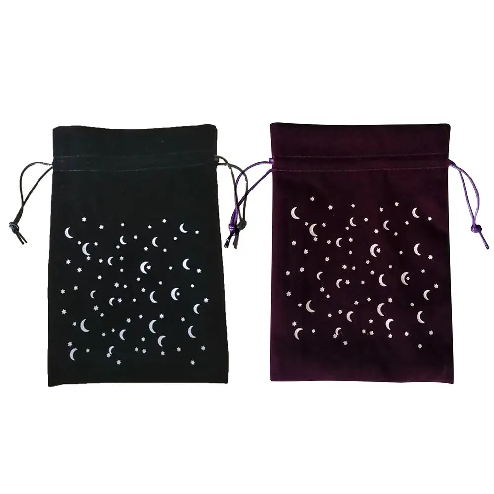 

13x18 см Толстая бархатная сумка для хранения Таро рисунок звезды луны защитная сумка на шнурке с вышивкой для карт настольной игры