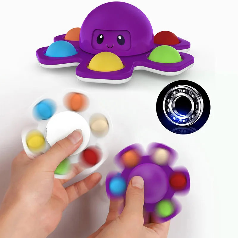 

Kids Fingertip Stress Relief Soft Silicone Interactive Toys Flip Octopus Change Faces Spinner Push Pop Bubble Toy for Kids Gifts