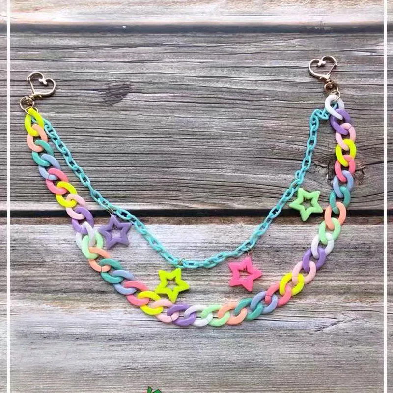 

Korean Harajuku Style Colorful Acrylic Pants Chain Fashion Hip Hop Jewelry For Women Trendy Stars Pendant Pant Keychain Trousers