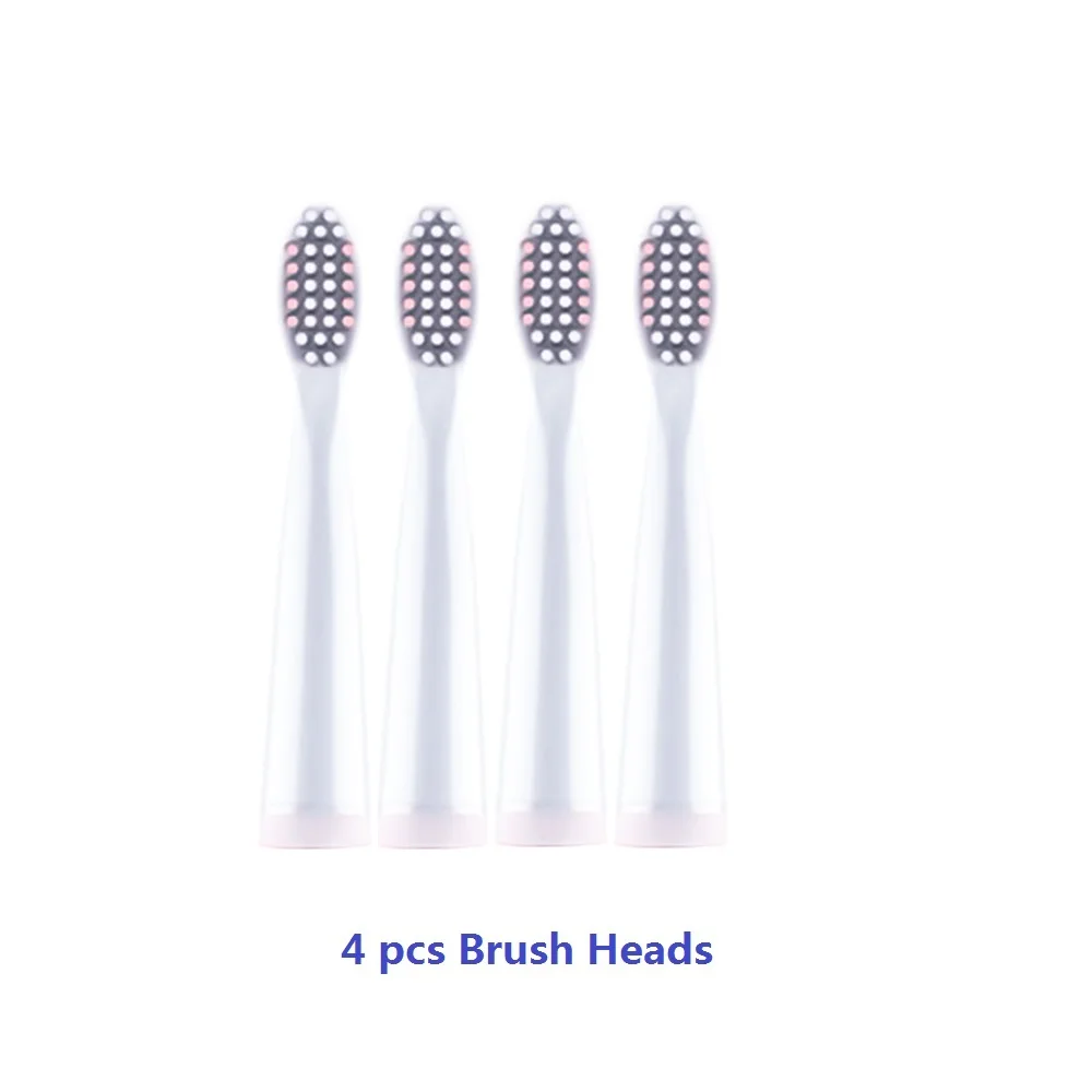 4pcs pink Электрическая зубная щетка перезаряжаемая ультразвуковая моющаяся электронная отбеливающая Водонепроницаемая зубная щетка Сменная головка зубной щетки - Цвет: 4pcs pink
