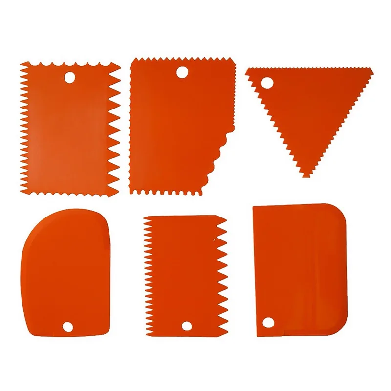 orange 6 шт. нож для выпечки, лезвие для торта, пластмассовая лопатка для торта, торта, слайсер для хлеба, выпечка скребок для инструментов - Цвет: orange