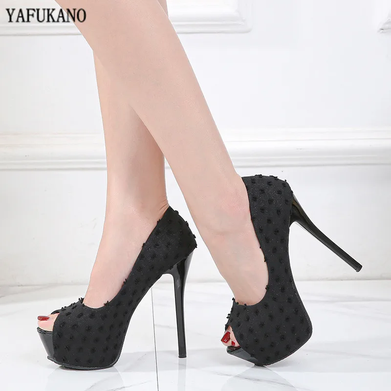 

Sweet Fashion Peep Toe High Heels Spring Platform Womens Shoes Sexy Dress Party Single Shoes High Quality Thin Heels Pumps 14 Cm