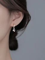 925 sterling silver pink cherry cute fruit huggie earrings for women fashion pink zircon dangle hoop earrings fine jewelry a45