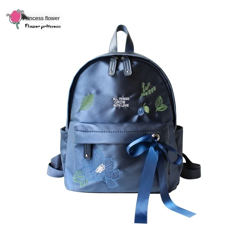 

everything grows new backpack women's leisure literature embroidery travel nylon cloth schoolbag