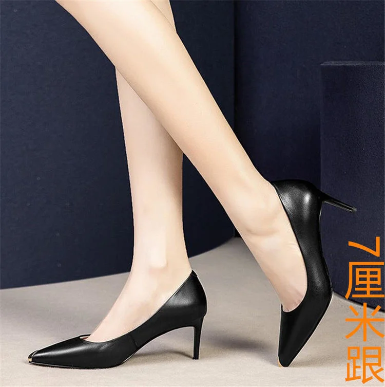 

Women's shoes 2021 new wind cow leather thin heel shallow mouth soft leather shoes pointed high heel shoes single shoes