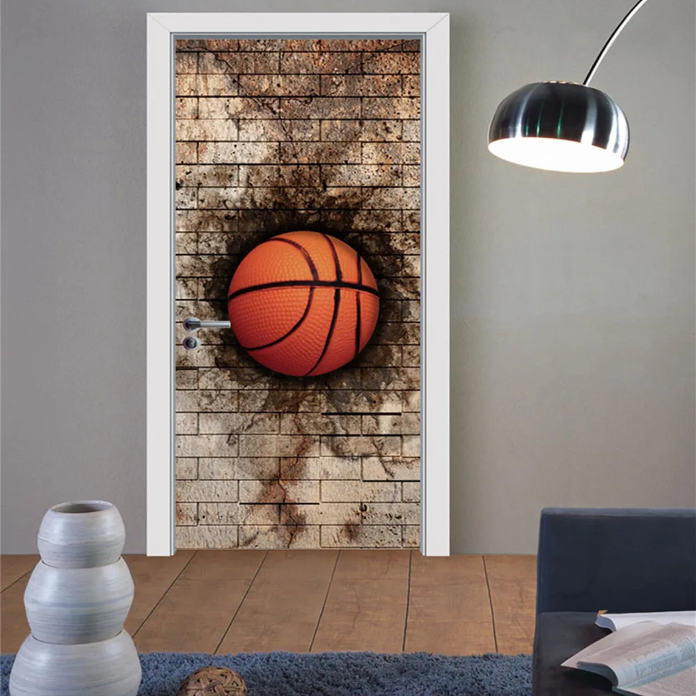 77x200 см 3D кирпичная стена баскетбольная дверь наклейки для гостиной спальни ПВХ