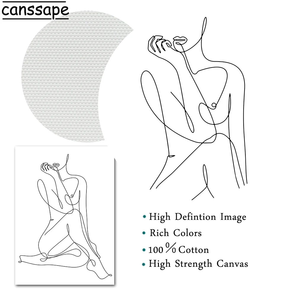 Линия для боди арта Плакаты Йога голая Картина на холсте женщина абстрактная