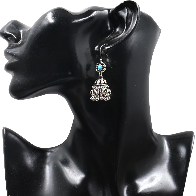 Индийские серьги Jhumka для женщин этнические полимерные с бахромой и бусинами в