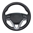 Сшитая вручную черная противоскользящая кожа чехол рулевого колеса автомобиля для Hyundai Tucson 3 2015, 2016, 2017, 2018, 2019