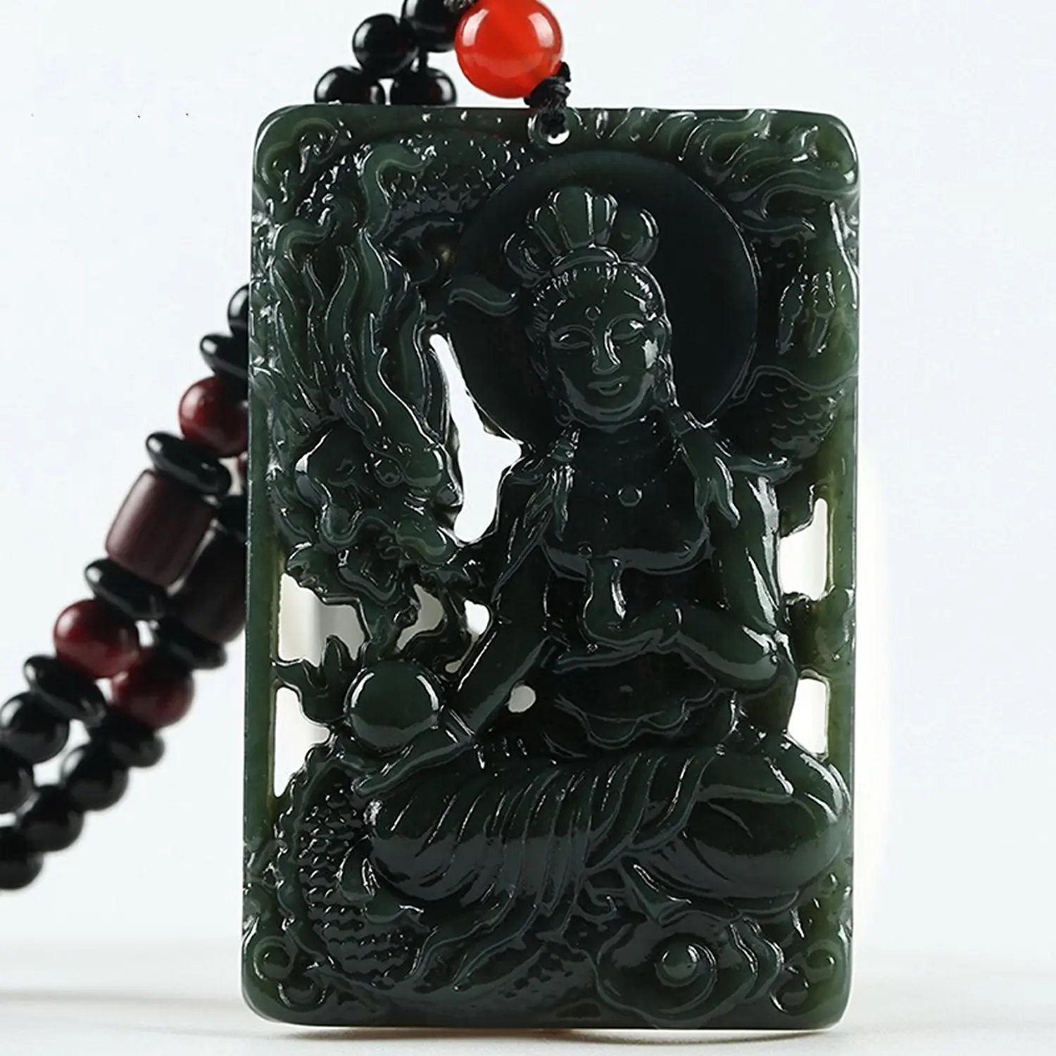 LETSFUN Изящные Ювелирные изделия чисто натуральный зеленый нефрит Дракон